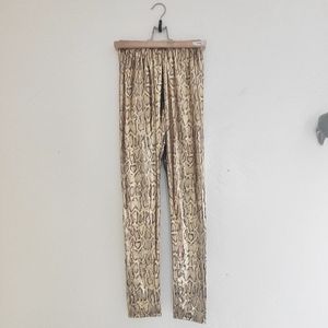 Gold snake print leggings